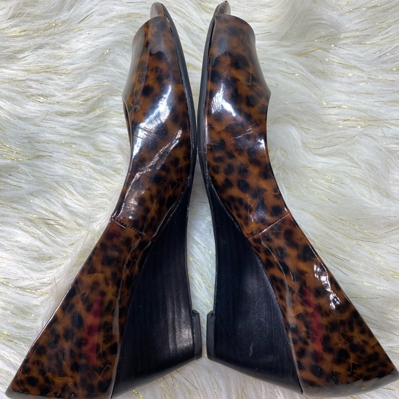 Franco Sarto Leopard Print Peep Toe Wedge - Picture 4 of 8